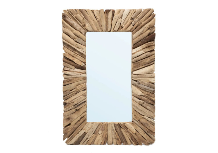 Miroir encadré en driftwood - Naturel M - JAHU038N-M-60x40 - Bazar Bizar