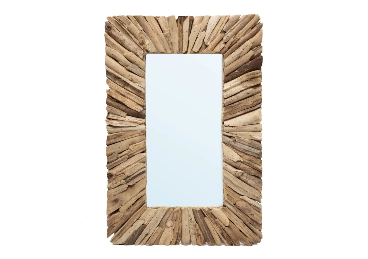 Miroir encadré en driftwood - Naturel M - JAHU038N-M-60x40 - Bazar Bizar