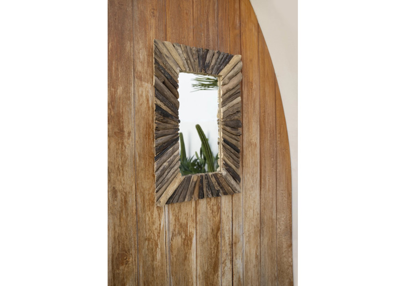 Miroir encadré en driftwood - Naturel M - JAHU038N-M-60x40 - Bazar Bizar