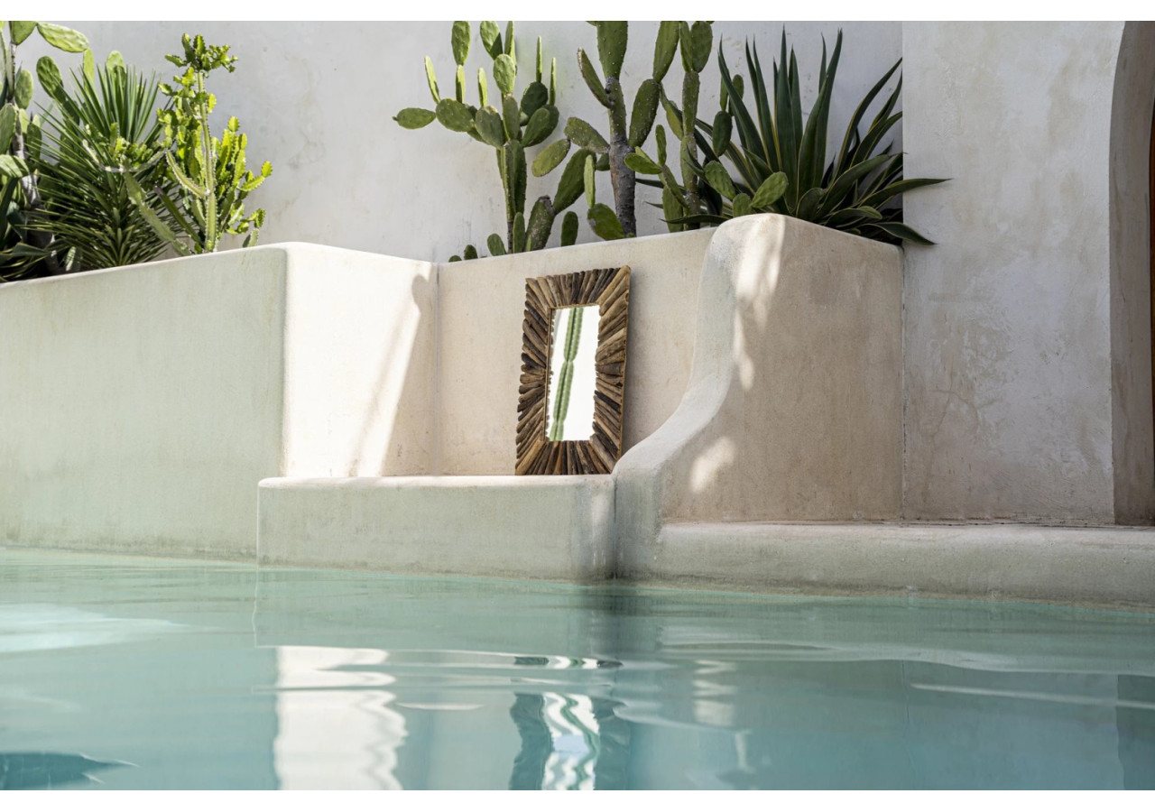 Miroir encadré en driftwood - Naturel M - JAHU038N-M-60x40 - Bazar Bizar