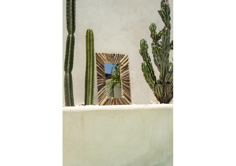 Miroir encadré en driftwood - Naturel M - JAHU038N-M-60x40 - Bazar Bizar