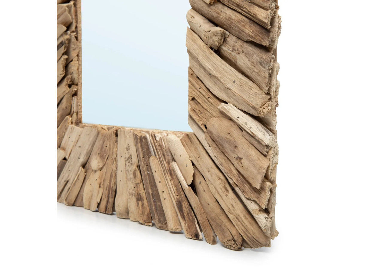 Miroir encadré en driftwood - Naturel M - JAHU038N-M-60x40 - Bazar Bizar
