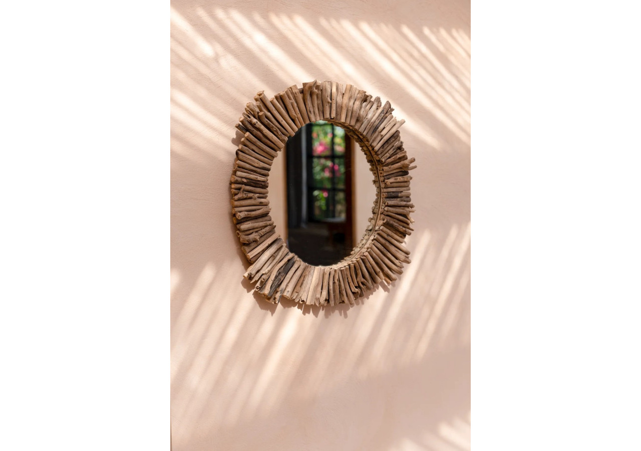 Miroir Halo en driftwood - Naturel M_40 - JAHU036N-M-60 - Bazar Bizar