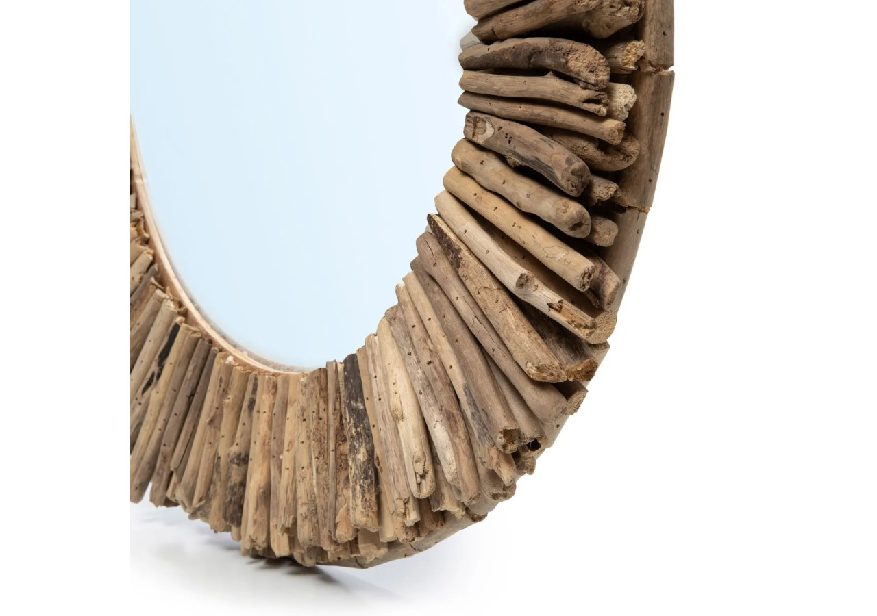 Miroir Halo en driftwood - Naturel M_40 - JAHU036N-M-60 - Bazar Bizar