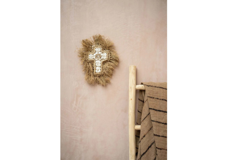 Croix décorative en raffia - Blanc naturel L - BALE080NW-L - Bazar Bizar 2