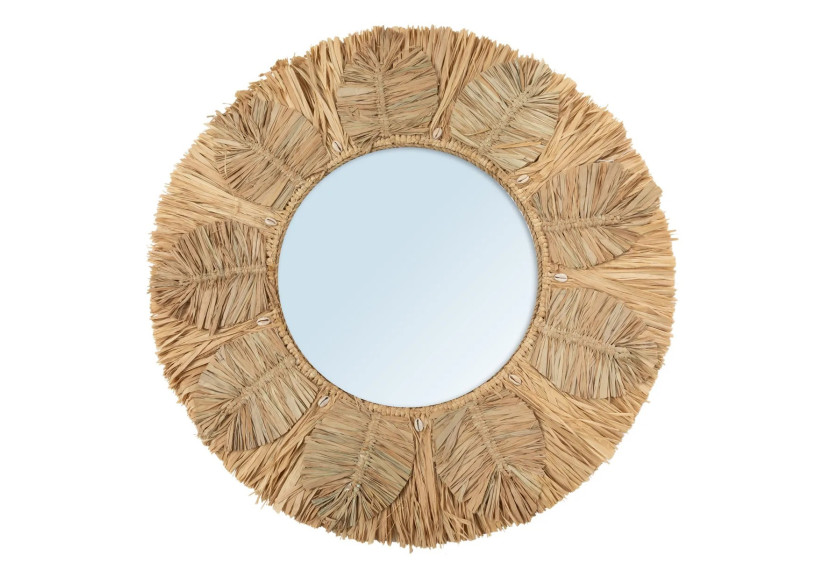 Miroir Palmier - Naturel - Taille M - BAVE005N-M-60 - Bazar Bizar