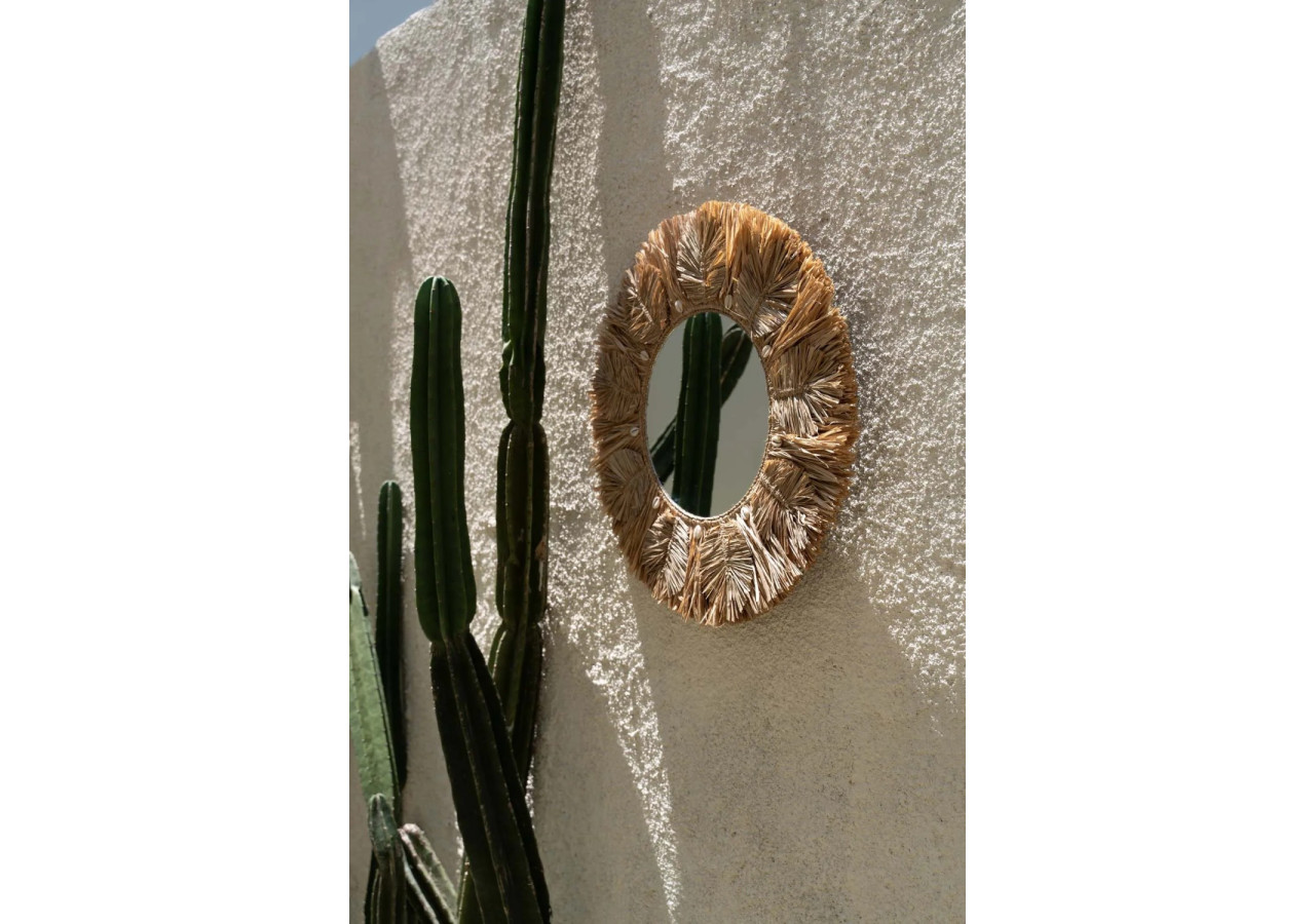 Miroir Palmier - Naturel - Taille M - BAVE005N-M-60 - Bazar Bizar