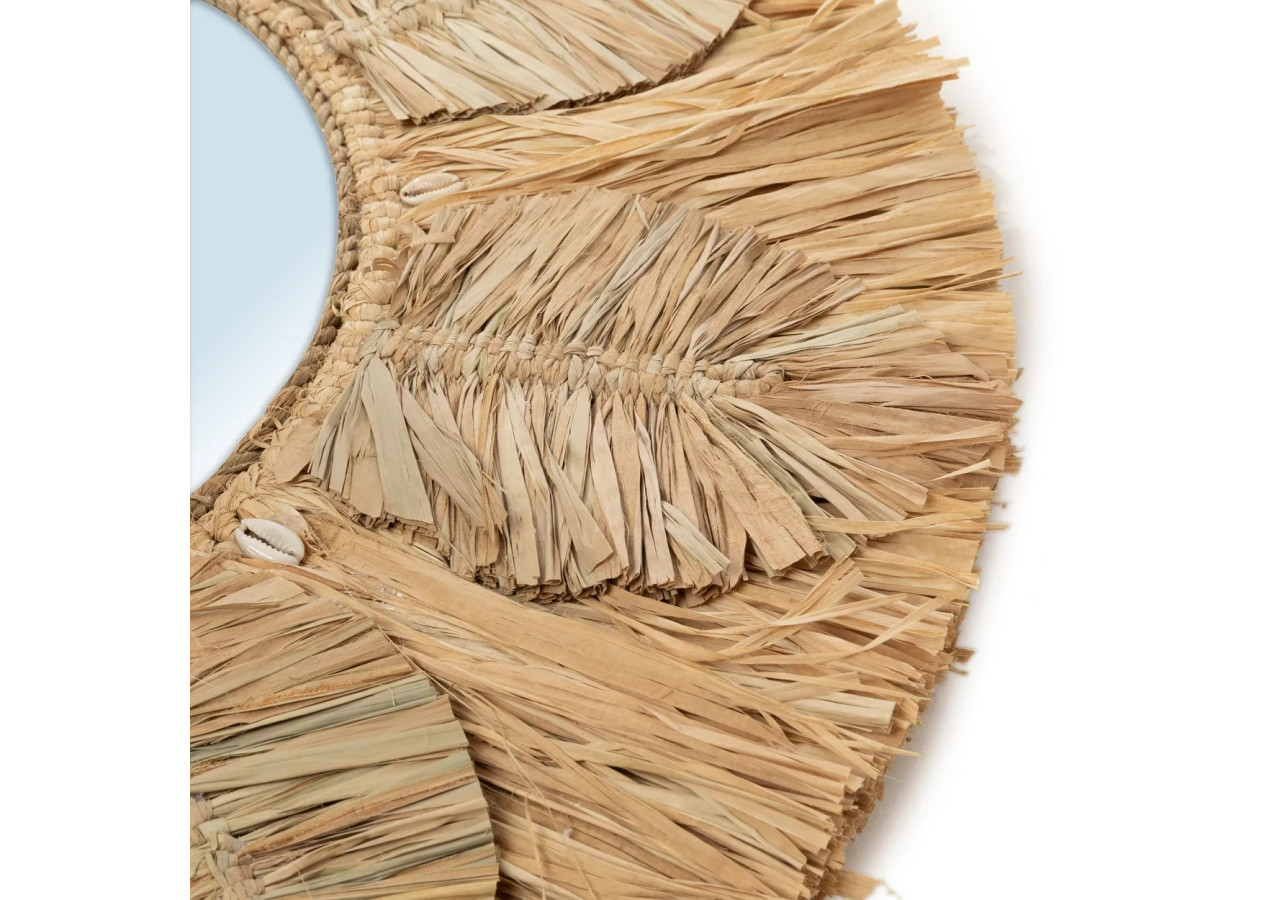 Miroir Palmier - Naturel - Taille M - BAVE005N-M-60 - Bazar Bizar