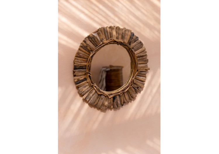 Miroir Couronne en Bois Flotté - Naturel - Taille M - JAHU037N-M-60 - Bazar Bizar 2