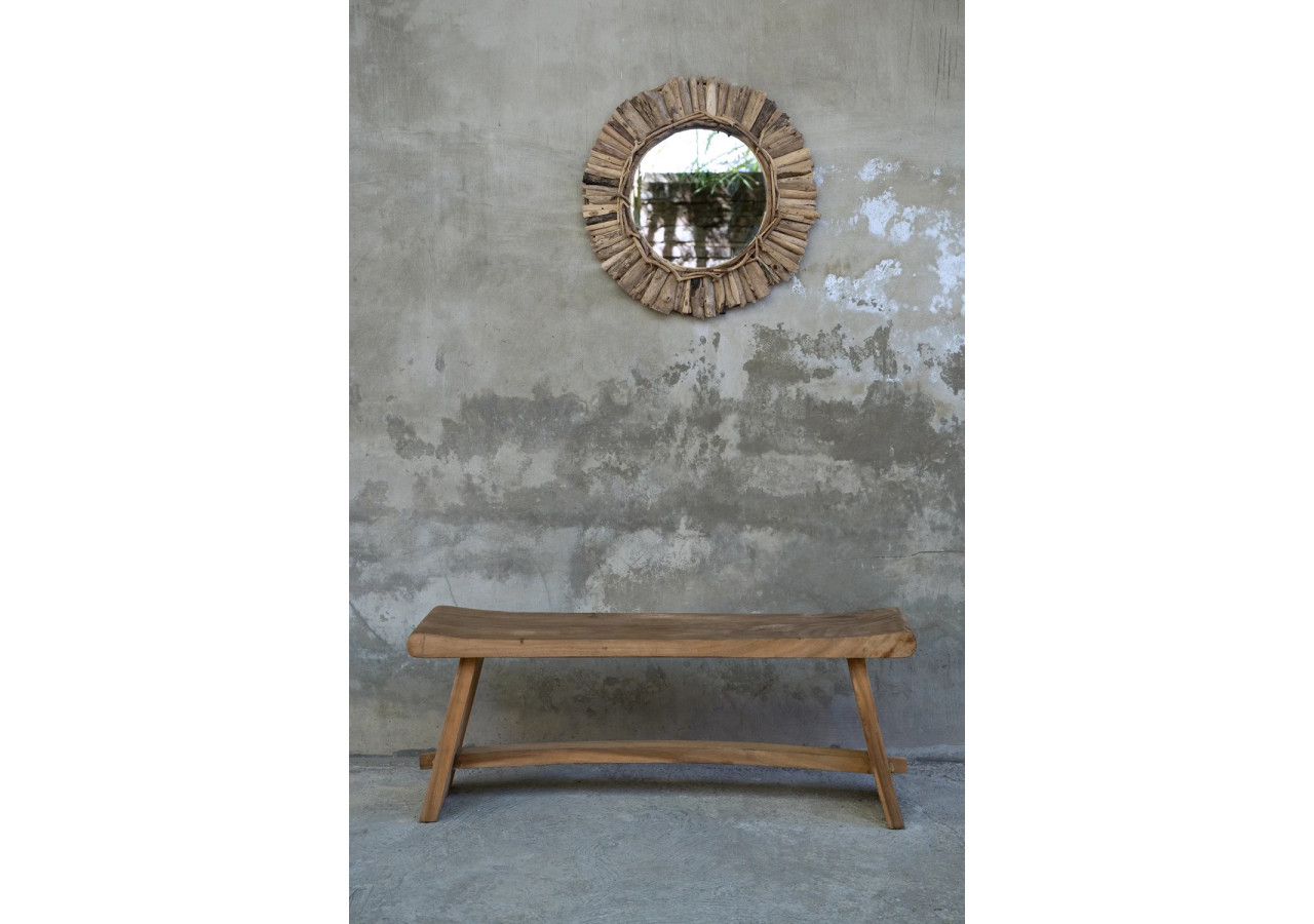 Miroir Couronne en Bois Flotté - Naturel - Taille M - JAHU037N-M-60 - Bazar Bizar