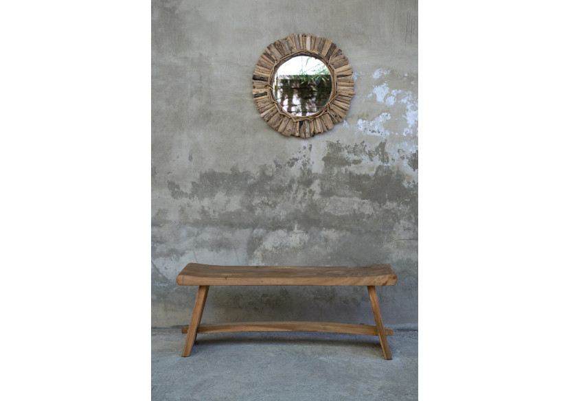 Miroir Couronne en Bois Flotté - Naturel - Taille M - JAHU037N-M-60 - Bazar Bizar