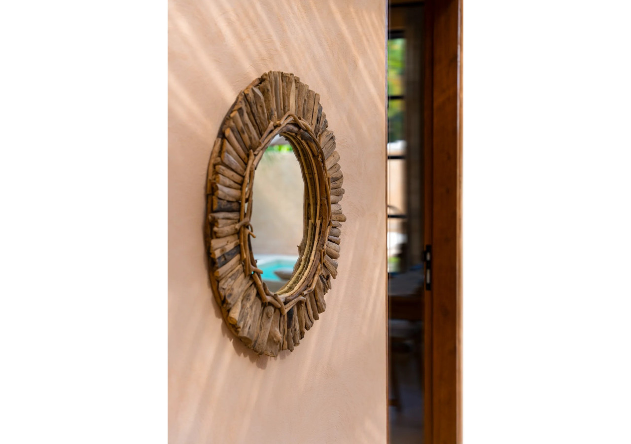 Miroir Couronne en Bois Flotté - Naturel - Taille M - JAHU037N-M-60 - Bazar Bizar