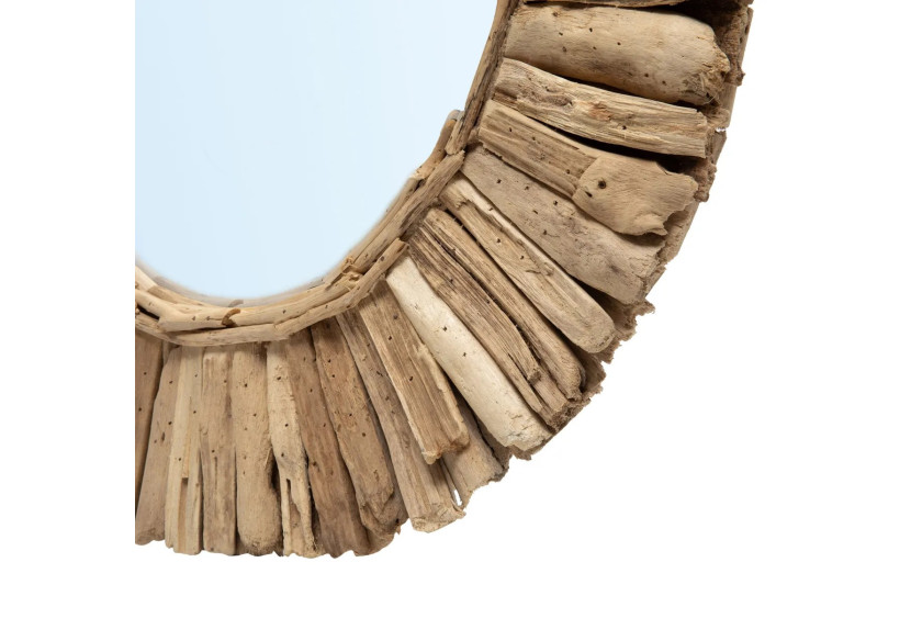 Miroir Couronne en Bois Flotté - Naturel - Taille M - JAHU037N-M-60 - Bazar Bizar