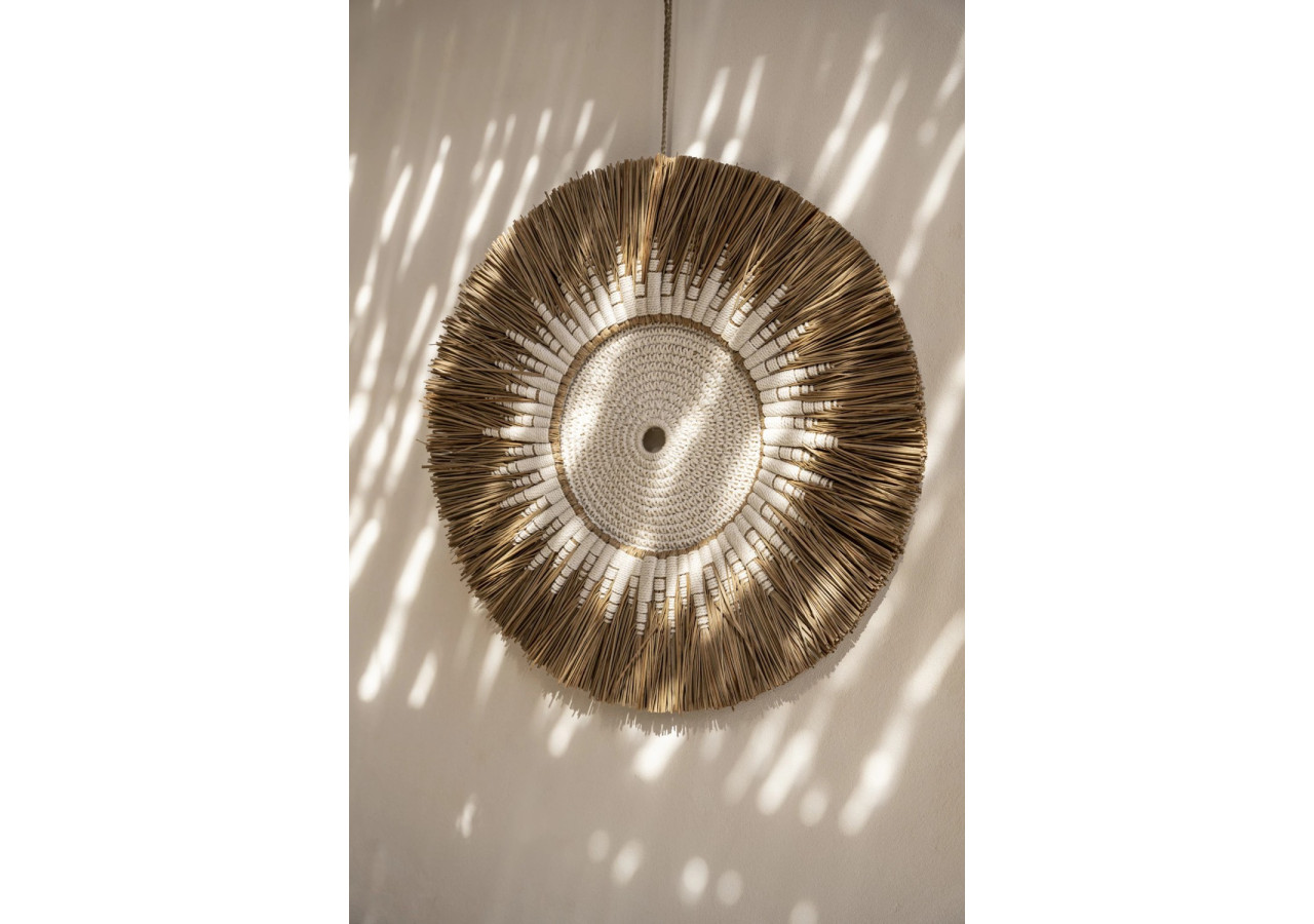 Déco Murale Macramé Raffia - Blanc Naturel - JABR053WN - Bazar Bizar