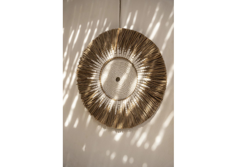 Déco Murale Macramé Raffia - Blanc Naturel - JABR053WN - Bazar Bizar