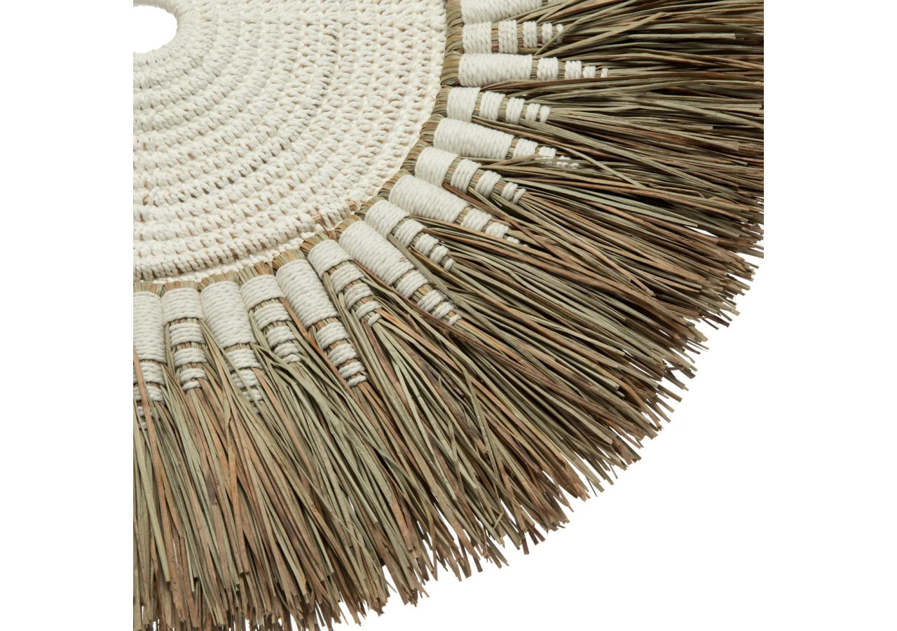 Déco Murale Macramé Raffia - Blanc Naturel - JABR053WN - Bazar Bizar