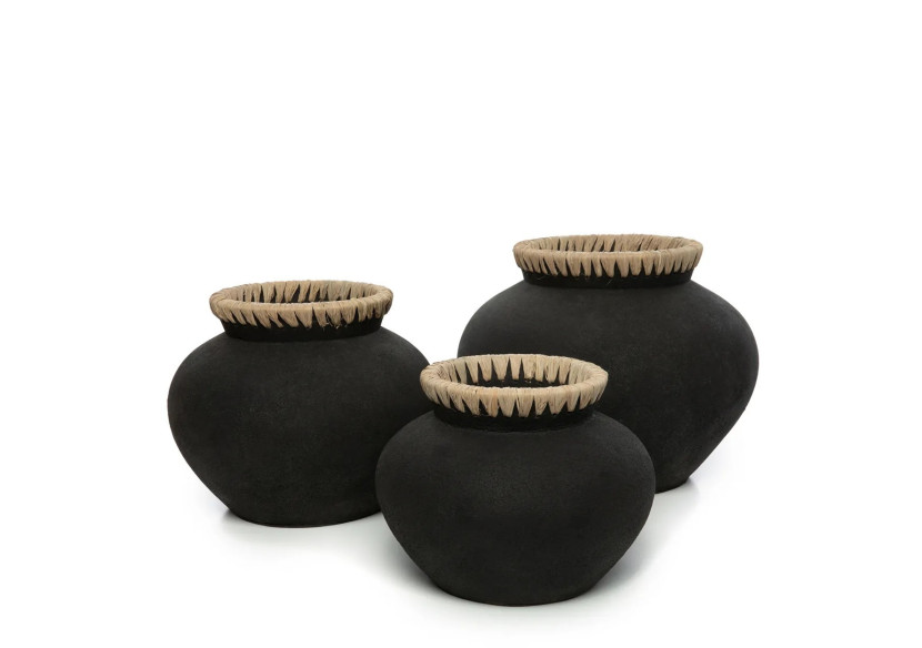 Vase Styly - Noir Naturel - L - JABR041BN-L - Bazar Bizar