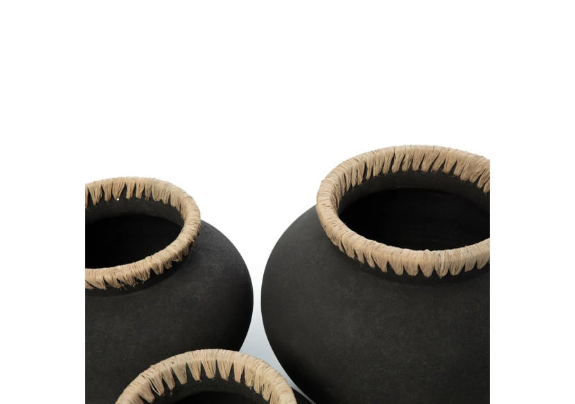 Vase Styly - Noir Naturel - L - JABR041BN-L - Bazar Bizar