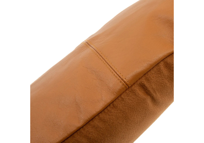Housse de Coussin en Cuir Six Panneaux - Camel - 30x50 cm - INPG002Ca-30x50 - Bazar Bizar