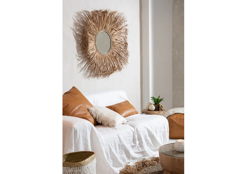 Housse de Coussin en Cuir Six Panneaux - Camel - 30x50 cm - INPG002Ca-30x50 - Bazar Bizar