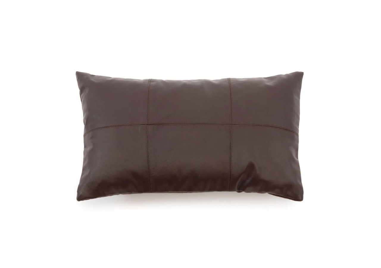 Housse de Coussin en Cuir Six Panneaux - Chocolat - 30x50 cm - INPG002Ch-30x50 - Bazar Bizar