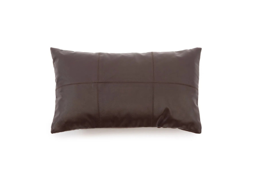 Housse de Coussin en Cuir Six Panneaux - Chocolat - 30x50 cm - INPG002Ch-30x50 - Bazar Bizar