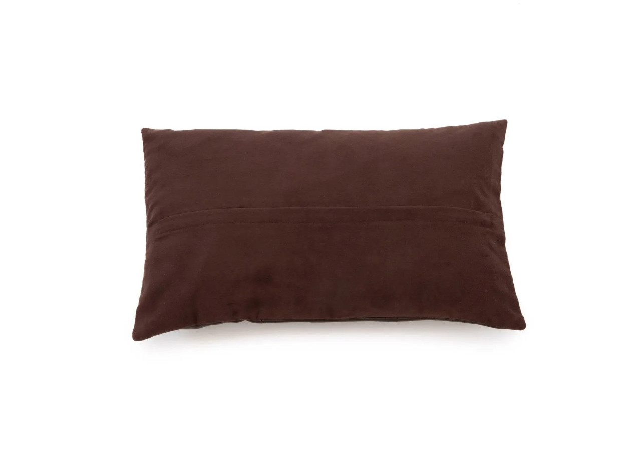 Housse de Coussin en Cuir Six Panneaux - Chocolat - 30x50 cm - INPG002Ch-30x50 - Bazar Bizar