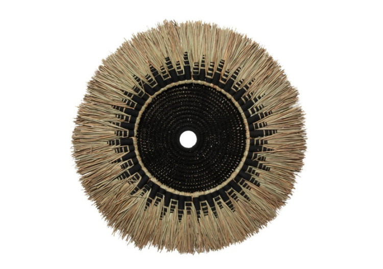 Déco Murale Macramé en Raffia - Noir Naturel - JABR053BN - Bazar Bizar