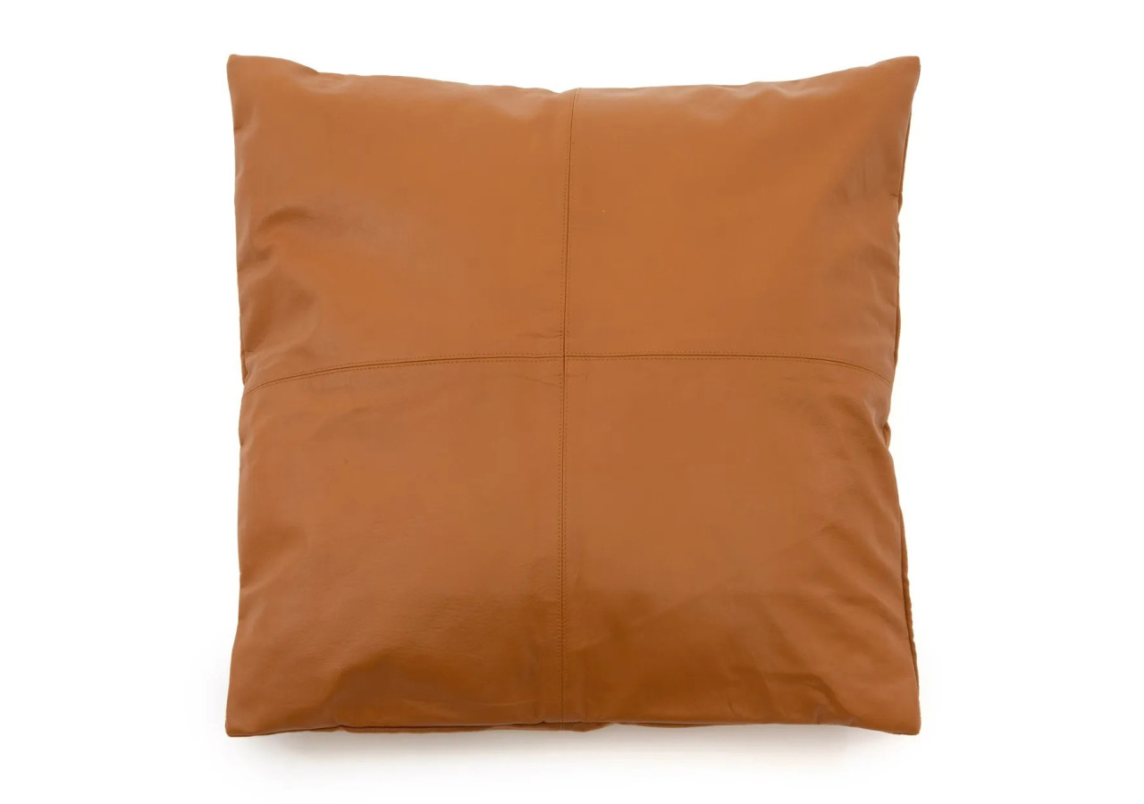 Housse de Coussin en Cuir Quatre Panneaux - Camel - 60x60 cm - INPG001Ca-60x60 - Bazar Bizar