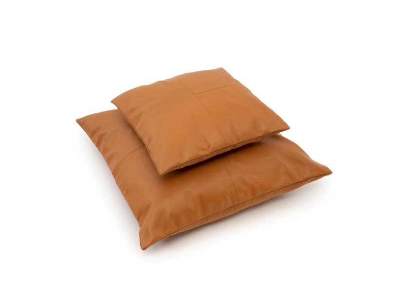 Housse de Coussin en Cuir Quatre Panneaux - Camel - 60x60 cm - INPG001Ca-60x60 - Bazar Bizar