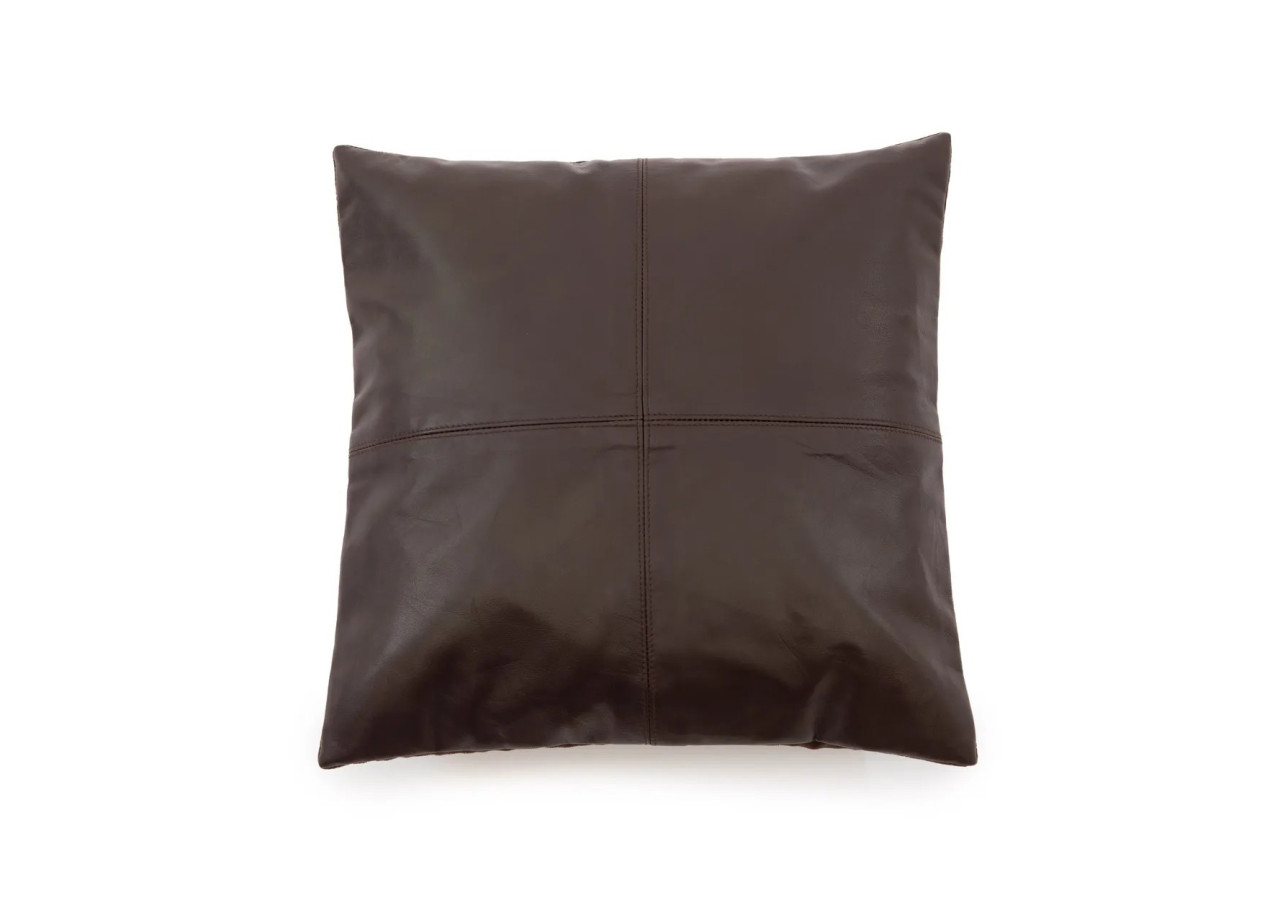 Housse de Coussin en Cuir Quatre Panneaux - Chocolat - 40x40 cm - INPG001Ch-40x40 - Bazar Bizar