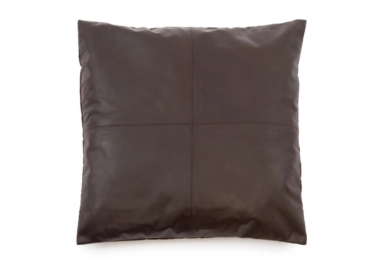 Housse de Coussin en Cuir Quatre Panneaux - Chocolat - 60x60 cm - INPG001Ch-60x60 - Bazar Bizar