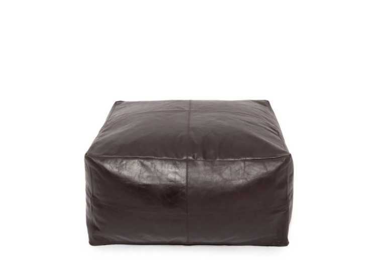 Pouf Collectors - Cuir chocolat 40cm - INPG007Ch-60 - Bazar Bizar
