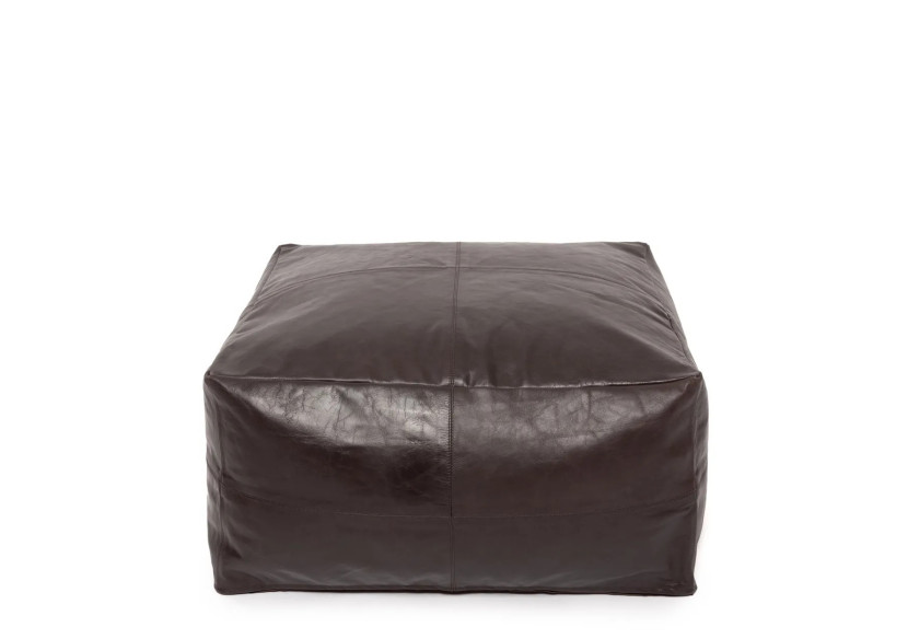 Pouf Collectors - Cuir chocolat 40cm - INPG007Ch-60 - Bazar Bizar