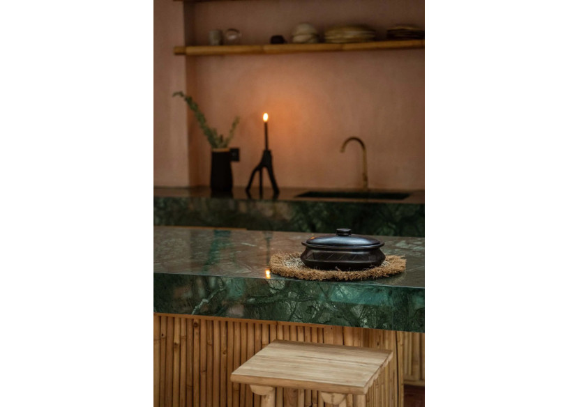 Pot ovale brûlé avec motif - Noir - JAES030B - Bazar Bizar