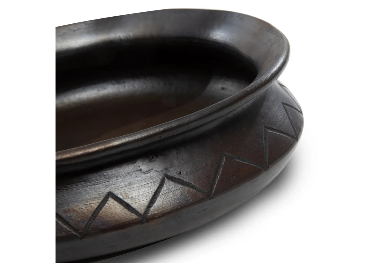 Pot ovale brûlé avec motif - Noir - JAES030B - Bazar Bizar
