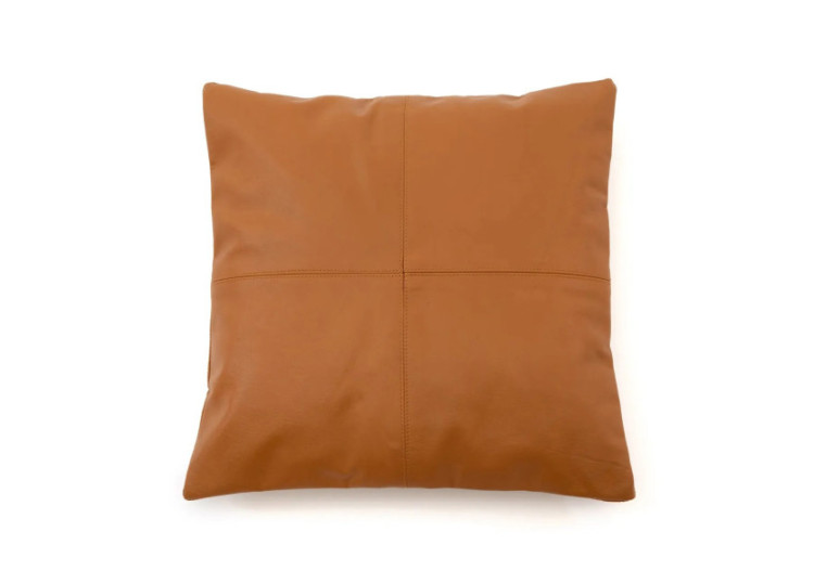 Housse de Coussin Cuir Quatre Panneaux - Camel - 40x40cm - INPG001Ca-40x40 - Bazar Bizar