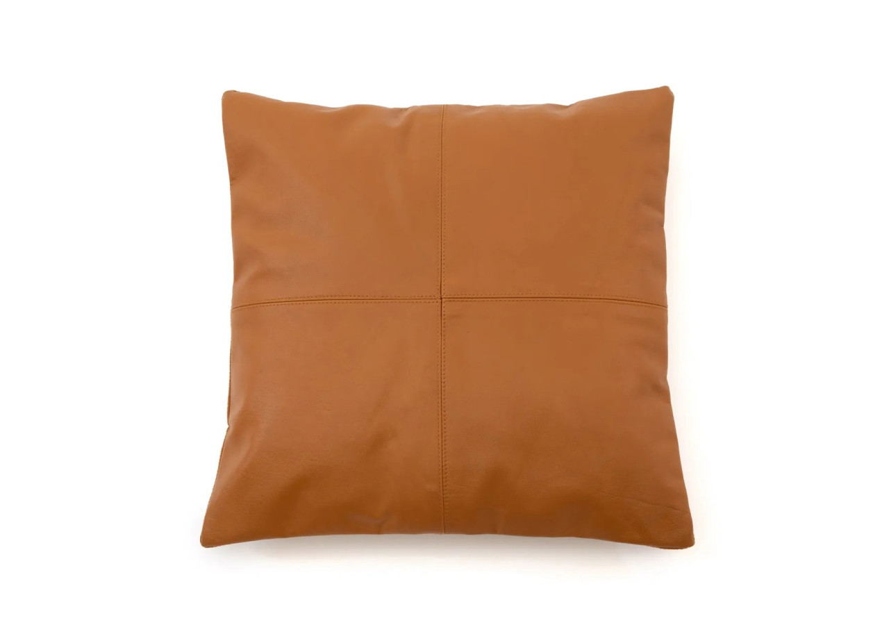 Housse de Coussin Cuir Quatre Panneaux - Camel - 40x40cm - INPG001Ca-40x40 - Bazar Bizar