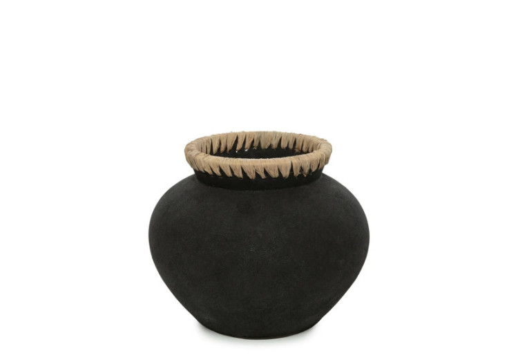 Vase Styly - Noir Naturel - Moyen - JABR041BN-M - Bazar Bizar