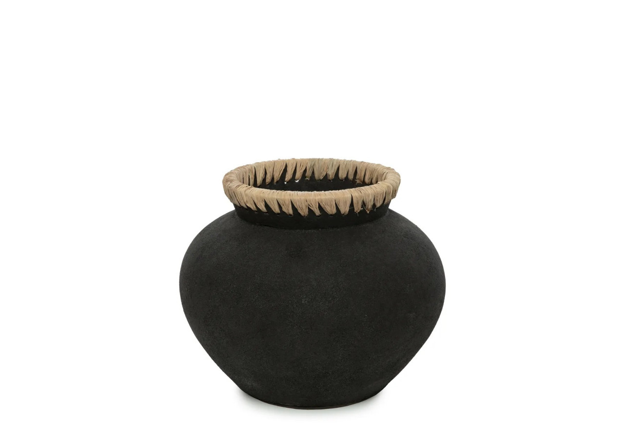 Vase Styly - Noir Naturel - Moyen - JABR041BN-M - Bazar Bizar