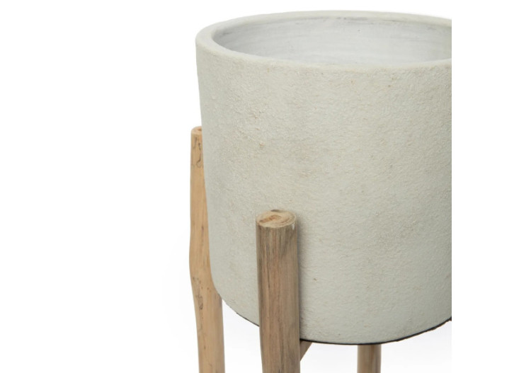 Support de Plante Chalk High - Béton Naturel - Grand - JABR043ConN-L - Bazar Bizar 2
