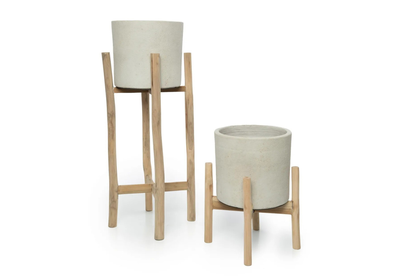 Support de Plante Chalk High - Béton Naturel - Grand - JABR043ConN-L - Bazar Bizar