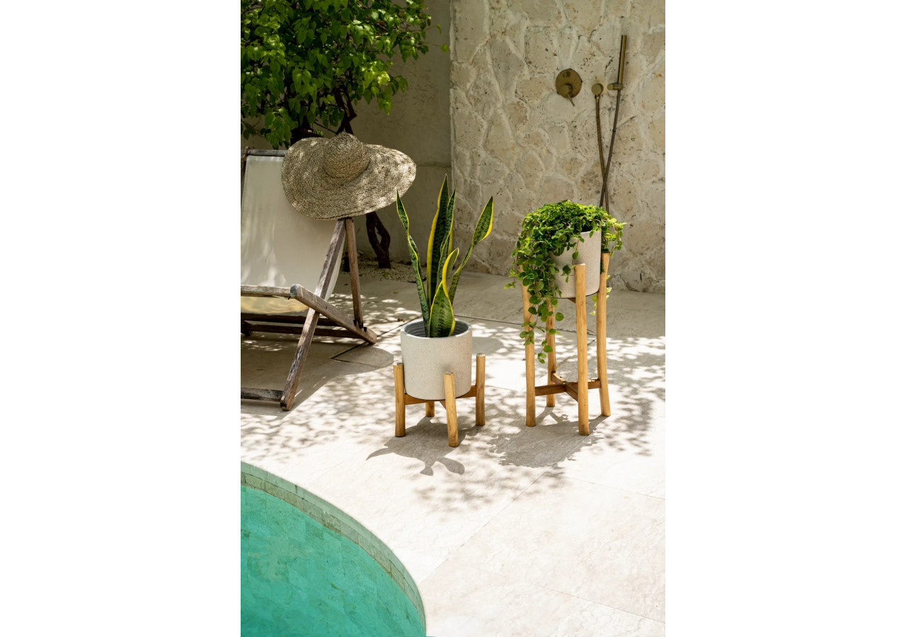 Support de Plante Chalk High - Béton Naturel - Grand - JABR043ConN-L - Bazar Bizar