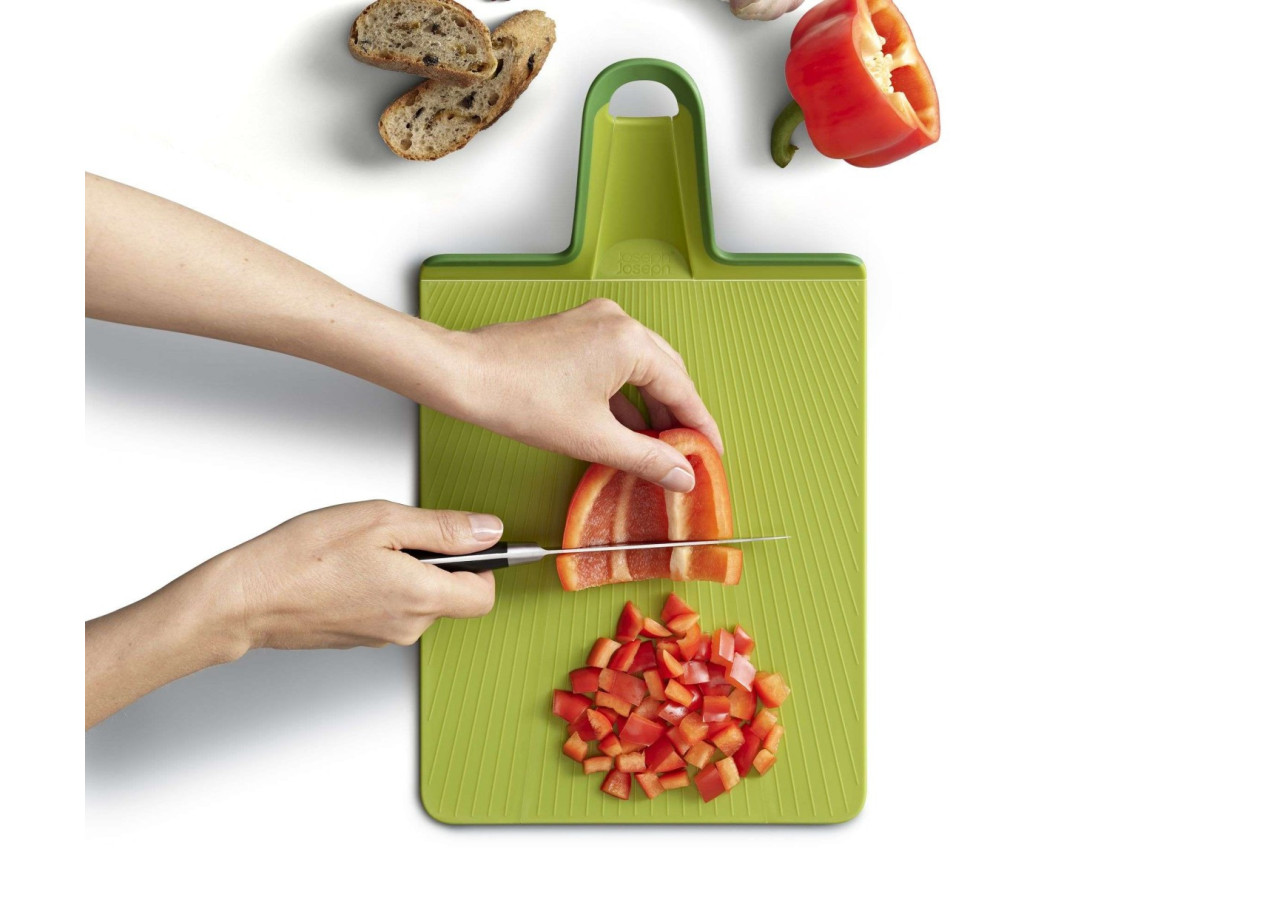 Planche à Découper Pliable Chop2Pot Plus - Petite, Verte, Anti-Dérapante - JJ 005059 - Joseph Joseph