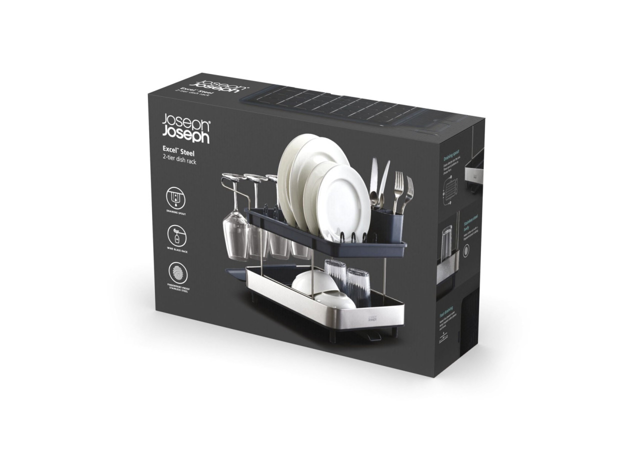 Égouttoir Excel à 2 Niveaux - Gain de Place, Gris - JJ 004786 - Joseph Joseph