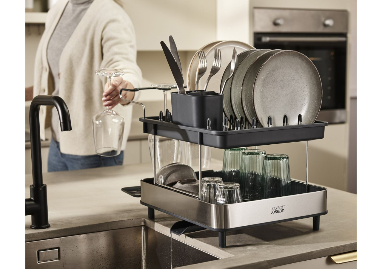 Égouttoir Excel à 2 Niveaux - Gain de Place, Gris - JJ 004786 - Joseph Joseph