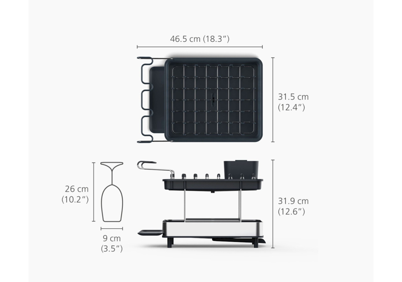 Égouttoir Excel à 2 Niveaux - Gain de Place, Gris - JJ 004786 - Joseph Joseph