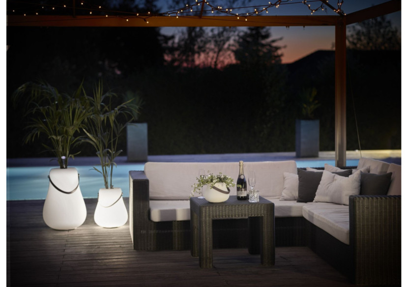 Pot de fleurs L avec LED multicolore - 34 cm et haut-parleur Bluetooth - ND 103458 - Nordic D'luxx