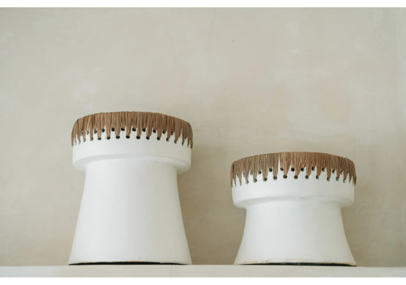 Bougeoir Élégant - Terracotta blanc petite taille - JABR045WN-S - Bazar Bizar