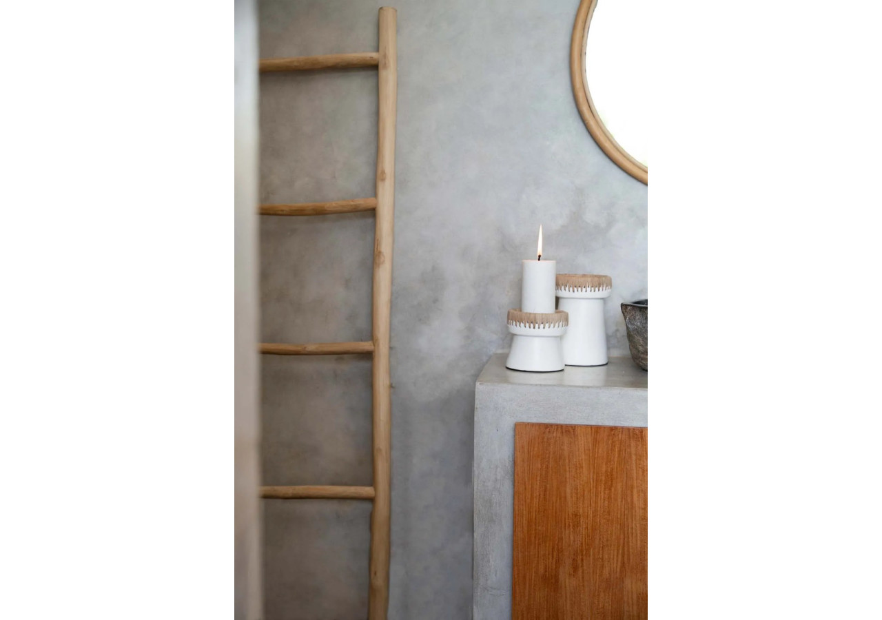 Bougeoir Élégant - Terracotta blanc petite taille - JABR045WN-S - Bazar Bizar